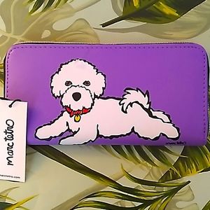 NWT Bishon Dog Marc Tetro Zip Around Wallet